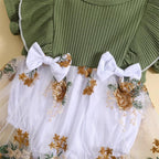 Vestido Lila Floral Verde - Minu Kids