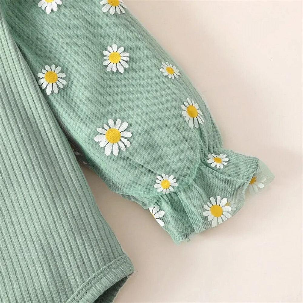 Conjunto Margaridas Body e Calça Verde - Minu Kids