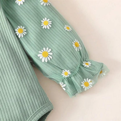 Conjunto Margaridas Body e Calça Verde - Minu Kids