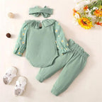 Conjunto Margaridas Body e Calça Verde - Minu Kids