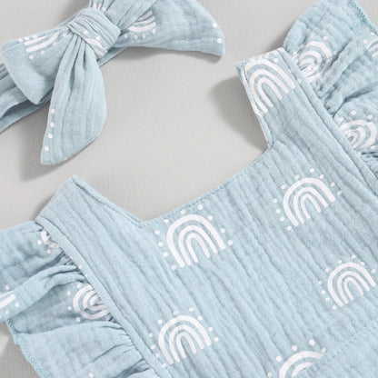 Romper Arco-Íris Lili com Laço Azul - Minu Kids